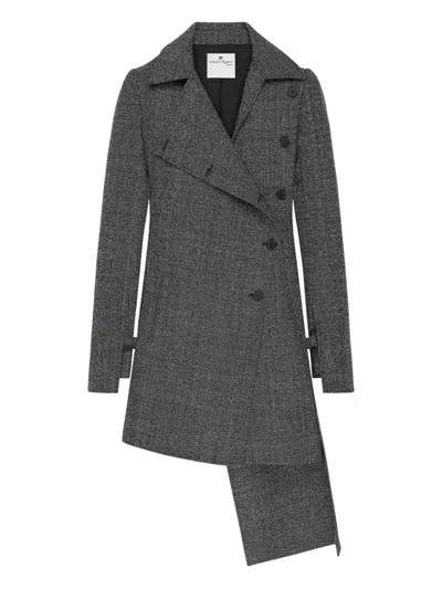 Courrèges Courregès Asymmetrical Woolen Coat In Gray