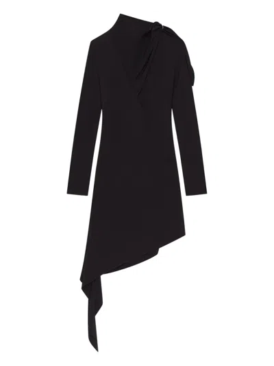 Courrèges Asymmetrical Wrap Dress In Black