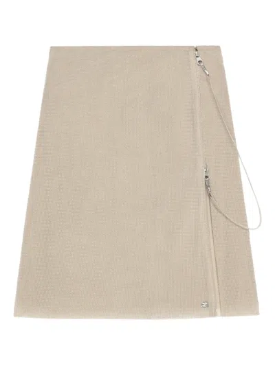 Courrèges Asymmetrical Zip-front Skirt In Neutral