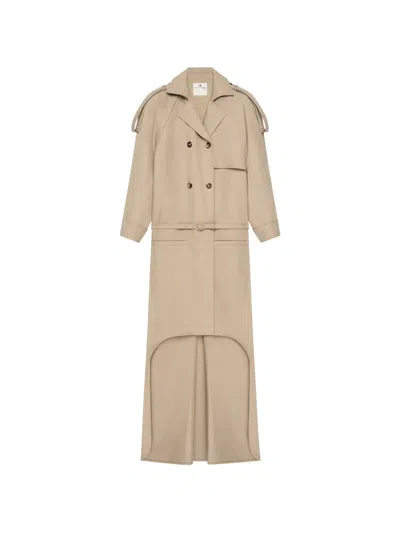 Courrèges Asymmetrical-hem Trench Coat In Brown