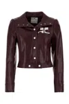 Courrèges Vinyl Blazer With Collared Neck And Long Sleeves In Purple