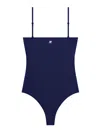 Courrèges Legacy Square Neck Swimsuit With Adjustable Straps In Dark Blue