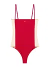 Courrèges Illusion Swimsuit With Adjustable Spaghetti Straps In Red