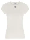 Courrèges Baby Logo Short Sleeve Crew Neck T-shirt In White