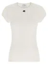 Courrèges Baby Logo Short Sleeve Crew Neck T-shirt In White