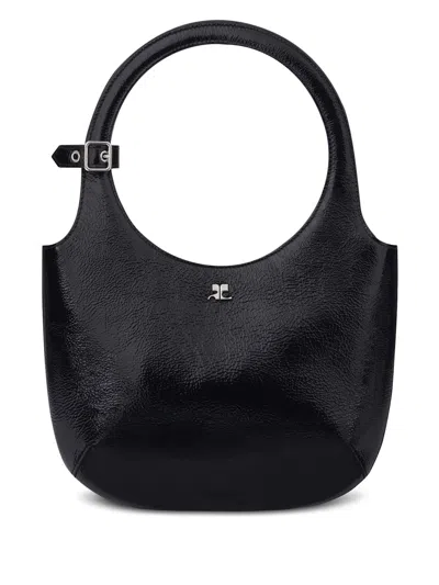 Courrèges Holy Naplack Leather Bag In Black