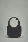 Courrèges Circular Handle Crossbody Strap Denim Texture In Grey