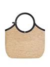 Courrèges Raphia Tote Bag With Circular Top Handles In Neutral