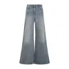 Courrèges Wide-leg Denim Trousers With Belt Loops In Blue