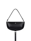 Courrèges Semi-circular Black Leather Bag With Silver Logo In Black