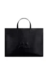 Courrèges Black 'heritage' Shopping Bag In Leather With Logo In Black
