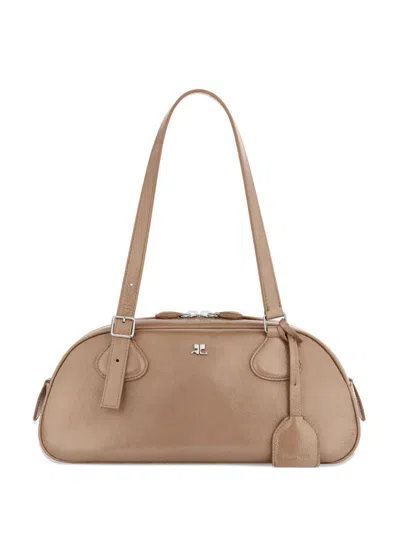 Courrèges Structured Shoulder Bag Adjustable Straps In Brown