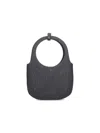 Courrèges Circular Handle Crossbody Strap Denim Texture In Grey