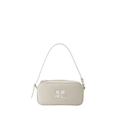 Courrèges Leather Baguette Bag In Grey