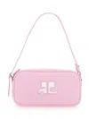 Courrèges Rectangular Cowhide Leather Shoulder Bag With Adjustable Strap In Pink