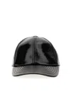 Courrèges Glossy Black Baseball Cap With Structured Silhouette In Black