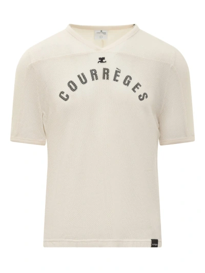 Courrèges Baseball Mesh T-shirt In Nude
