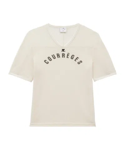 COURRÈGES COURRÈGES LOGO PRINTED MESH T-SHIRT