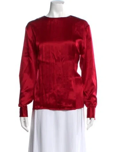 Pre-owned Courrèges Bateau Neckline Long Sleeve Blouse In Red