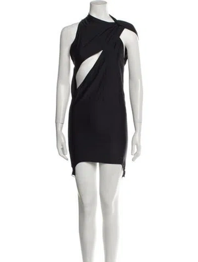 Pre-owned Courrèges Bateau Neckline Mini Dress In Black