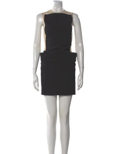 Pre-owned Courrèges Bateau Neckline Mini Dress In Black