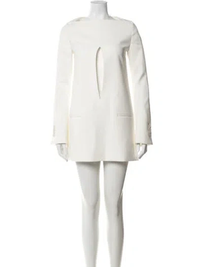 Pre-owned Courrèges Bateau Neckline Mini Dress In Neutrals