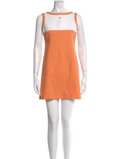 Pre-owned Courrèges Bateau Neckline Mini Dress In Orange
