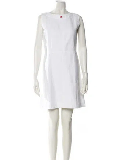 Pre-owned Courrèges Bateau Neckline Mini Dress In White
