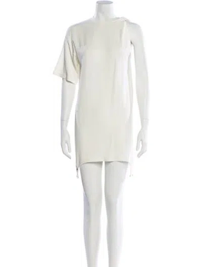 Pre-owned Courrèges Bateau Neckline Mini Dress In White