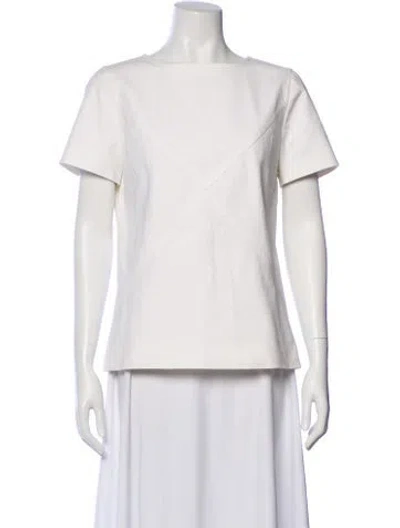 Pre-owned Courrèges Bateau Neckline Short Sleeve Top In White
