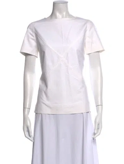 Pre-owned Courrèges Bateau Neckline Short Sleeve Top In White