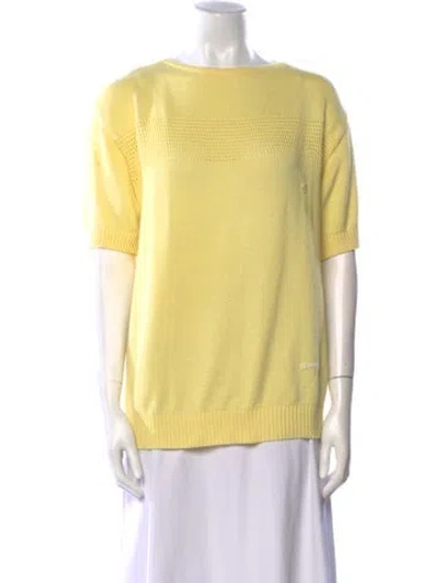 Pre-owned Courrèges Bateau Neckline Sweater In Yellow