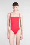 Courrèges Illusion Swimsuit With Adjustable Spaghetti Straps In Red