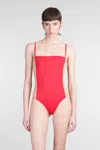 Courrèges Illusion Swimsuit With Adjustable Spaghetti Straps In Red