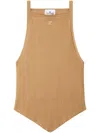 Courrèges Pointy Ribbed Tank Top In Beige