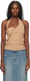 Courrèges Beige Asymmetric Rib 90's Tank Top In 1019 Dune
