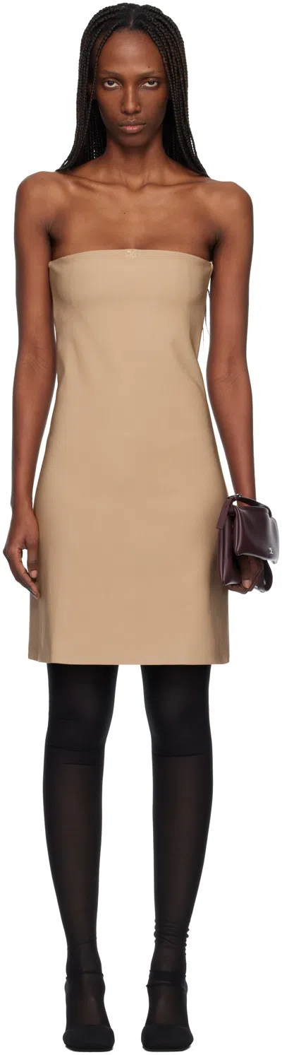 Courrèges Beige Bustier Lingerie Jersey Minidress In Brown