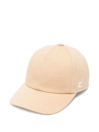 Courrèges Beige Cotton Baseball Cap With Logo Courreges