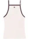 Courrèges Buckle-detail Cotton Tank Top In Beige