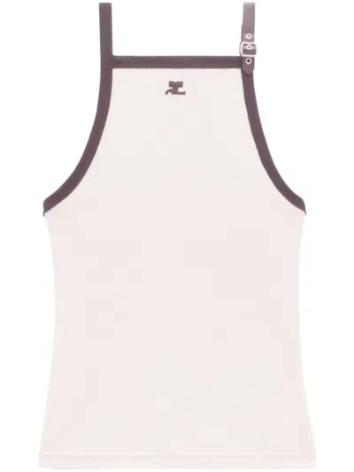 COURRÈGES BEIGE COTTON TANK TOP