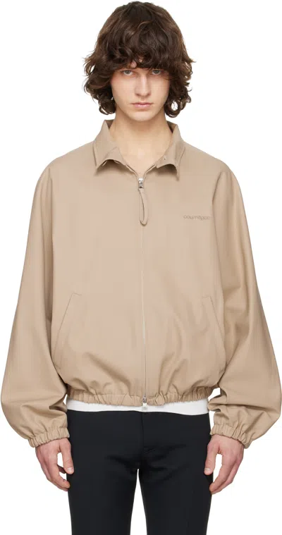 Courrèges Beige Cotton Zipped Bomber Jacket In Neutral