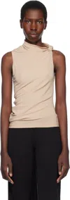 Courrèges Beige Draped Jersey Tank Top In 1007 Sand