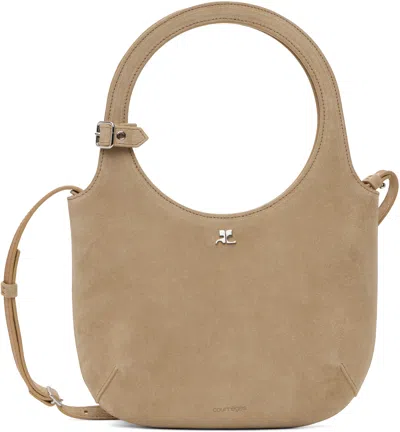Courrèges Beige Holy Suede Bag In White
