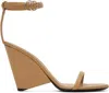 Courrèges Beige Oblique Leather Heeled Sandals In Neutral