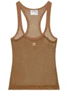 Courrèges Scuba Cotton Mesh Tank Top In Beige