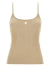 Courrèges Beige Rib Knit Tank Top In Beige