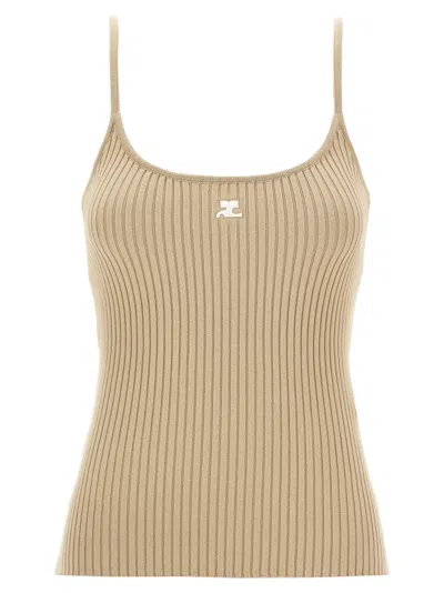 COURRÈGES BEIGE REEDITION RIBBED TOP