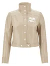 Courrèges Beige Reedition Vinyl Jacket In Neutral