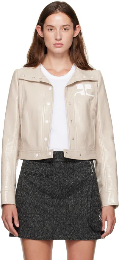 Courrèges Beige Reedition Vinyl Jacket In Neutral