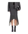 Courrèges Gray Reversed Denim Midi Skirt In Black